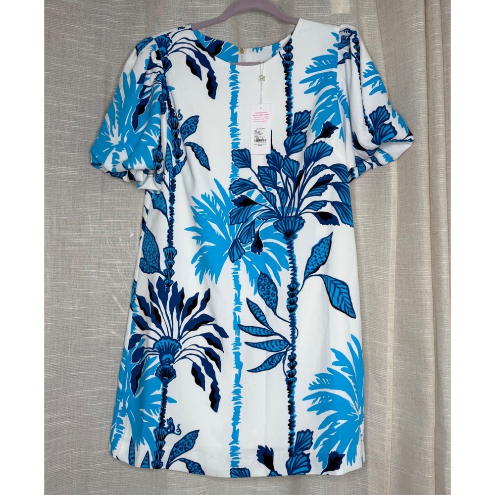 NWT Lilly Pulitzer Brynleigh Skirted Romper Coconut Palm Blue White Women's 10